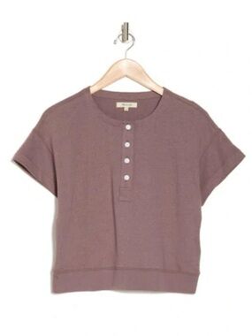 **Madewell ** Sonoma Boxy Henley in Chalked Fig.